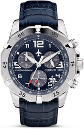 Cerruti 1881 Manciano Watch For Men Stainless Steel Dial With Leather Strap - 43 mm